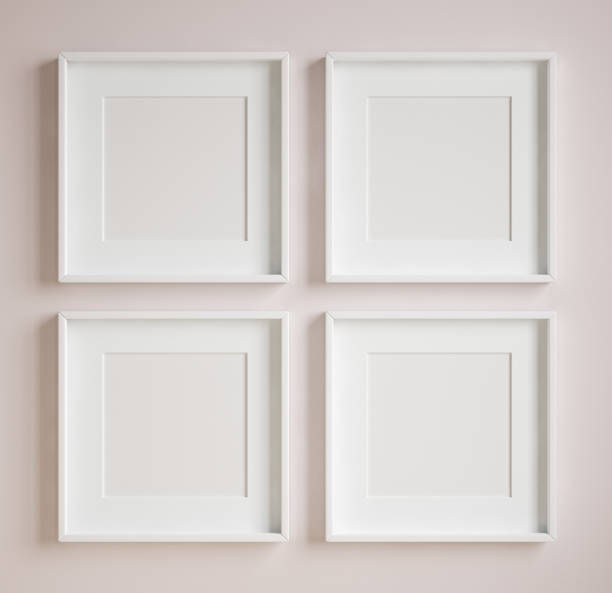 istock Mockup poster frame close up on wall painted pastel pink color 1345173644