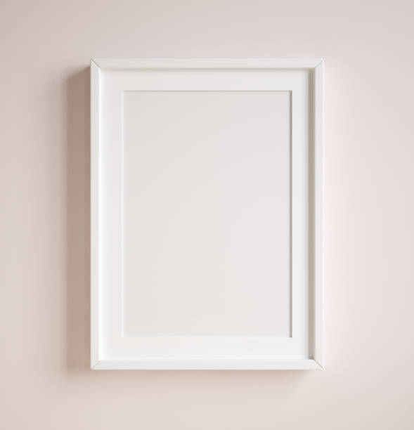 istock Mockup poster frame close up on wall painted pastel pink color 1345173659