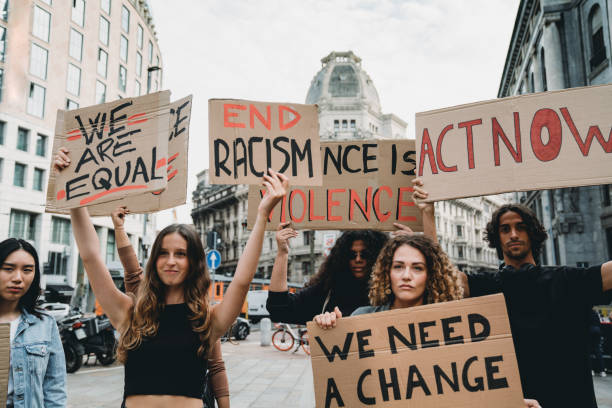 istock People are marching on strike against racism 1345174121