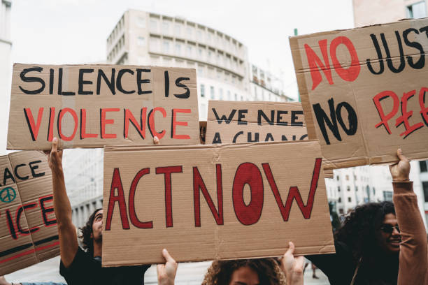 istock People are marching on strike against racism 1345174161