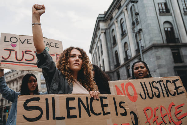 istock Protest of people against racism 1345174162