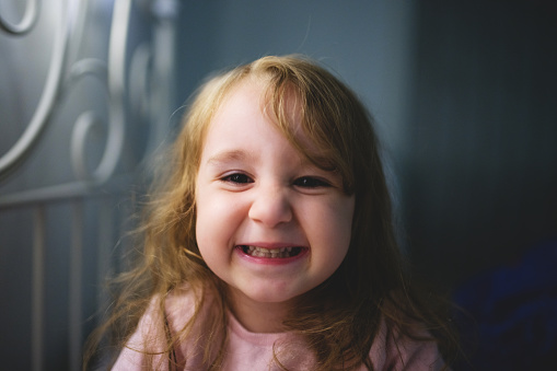 Close up portrait of caucasian girl smiling