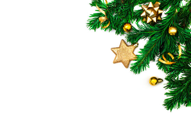 istock New Year's composition. Christmas design, balls, pine cones, fir branches on a white background. Flat lay, top view, copy space. Mockup 1345179393