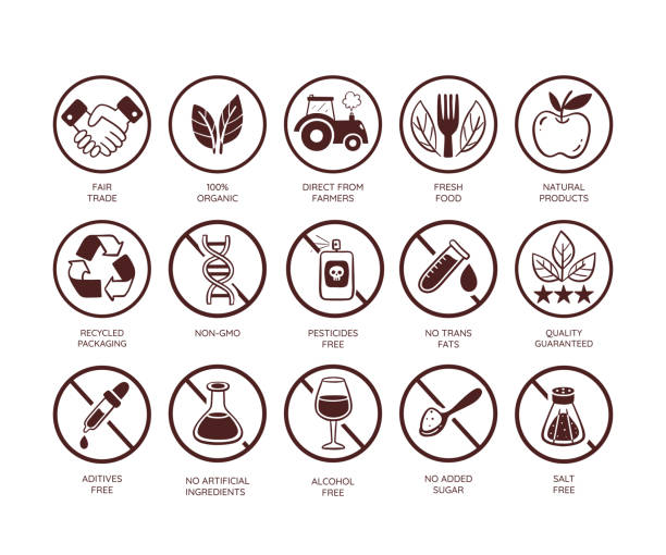 ilustrações de stock, clip art, desenhos animados e ícones de food quality icon set - food additive