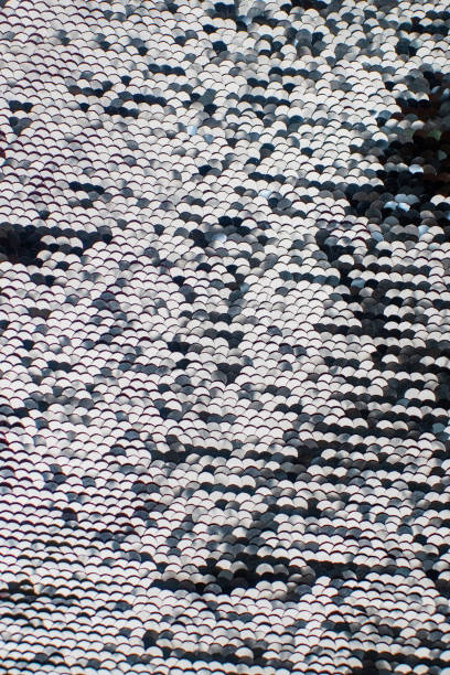 istock Pieces of cloth with silver sequins. Glitter background. Sequin texture 1345185592