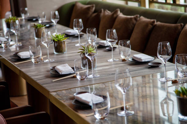 istock Luxury Interior With Elegant Table Settings At A Classic Restaurant 1345186116