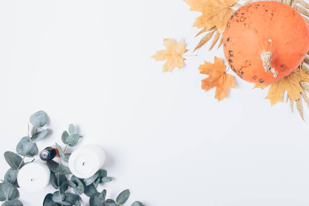 istock Autumn festive composition with pumpkin 1345186234