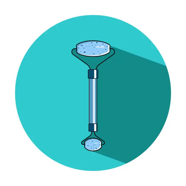 Vector illustration of Face roller massager flat vector illustration icon isolated on blue background