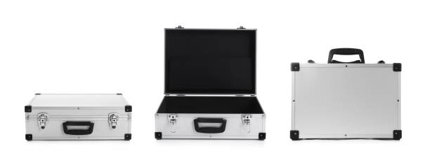 istock Set of modern suitcases on white background. Banner design 1345189783