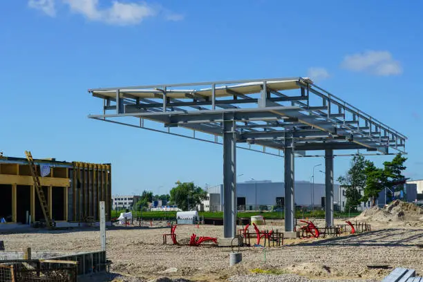 construction of a new modern gas station and a shop and service building