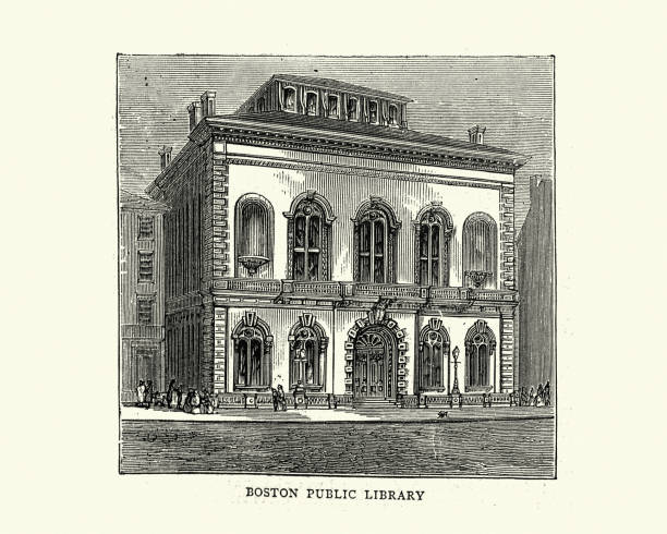 istock Boston public library, USA, 1872, Victorian American architecture 19th Century 1345193695