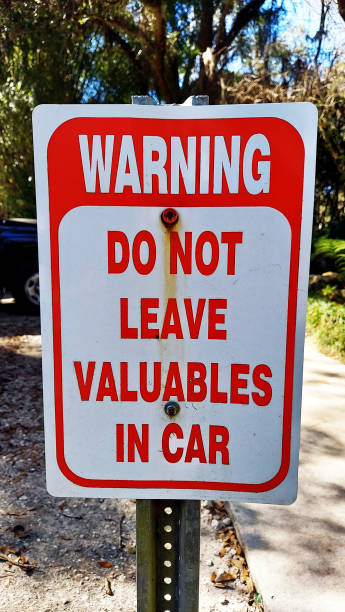 istock Do Not Leave Valuables in Car Sign 1345200450