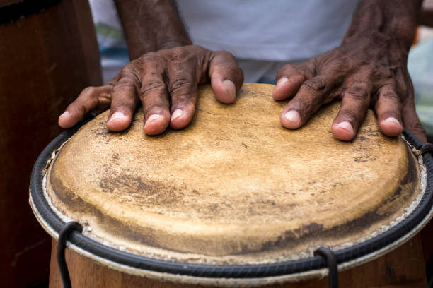 istock Hands of a musician playing percussion in presentation. 1345201902