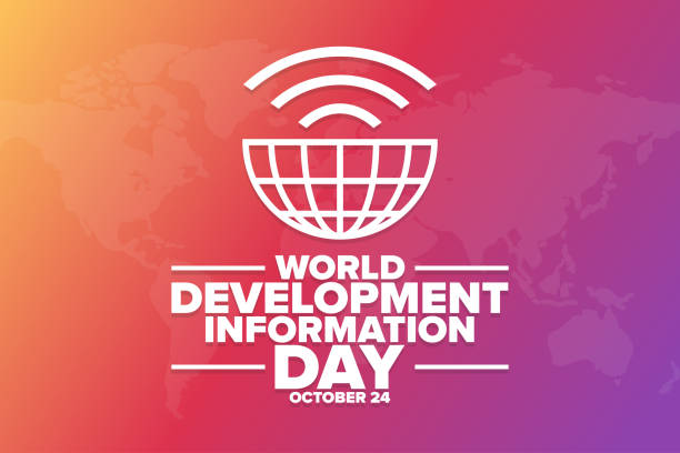 World Development Information Day. October 24. Holiday concept. Template for background, banner, card, poster with text inscription. Vector EPS10 illustration. World Development Information Day. October 24. Holiday concept. Template for background, banner, card, poster with text inscription. Vector EPS10 illustration World Telecommunication Day stock illustrations