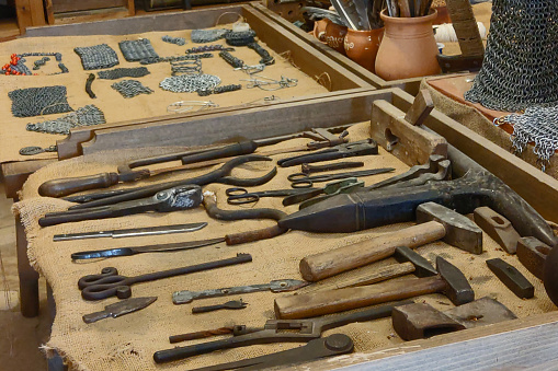 Miskolc, Hungary, May 27 2019 knight's blacksmith workshop