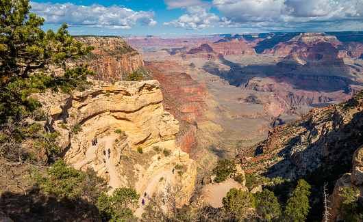 Looking down at the Kaibab trail in Grand canyon, USA