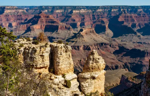 Scenic view of the South Rim of the Grand Canyon. Bright Angel point