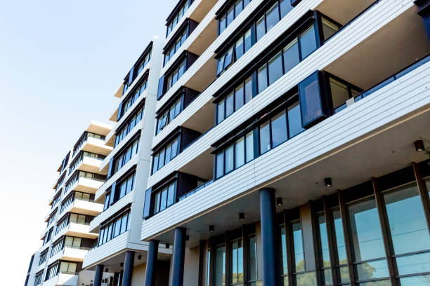 istock Modern apartment buildings, sky background with copy space 1345210008