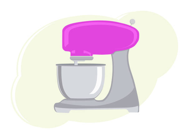 istock Illustration of an electric kitchen mixer. Contemporary pink mixer 1345210801