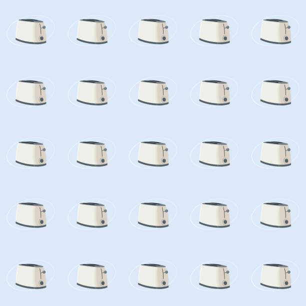 istock Pattern from the illustration of beige toasters. Kitchen appliance 1345210845