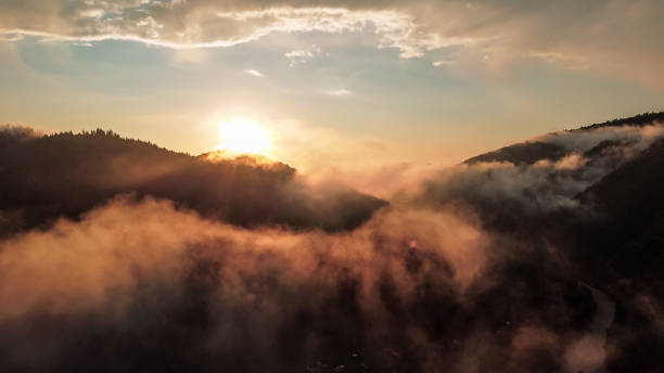 istock Aerial View of Sunset in Mountains 1345215255