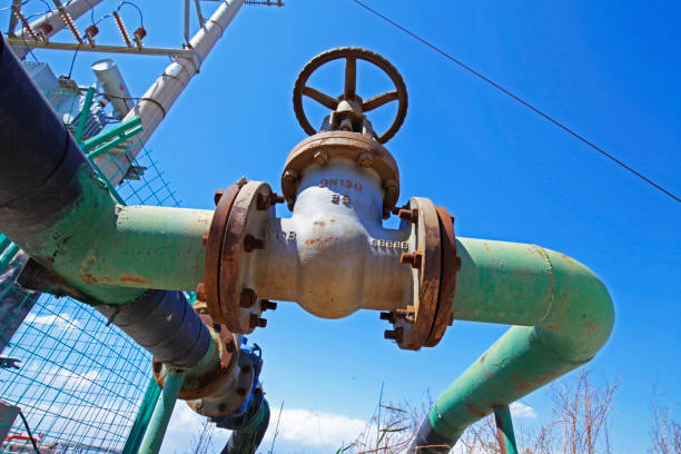 istock Oil pipes and valves 1345218367