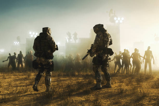 apocalisse zombie nel deserto - ultimate fighting foto e immagini stock