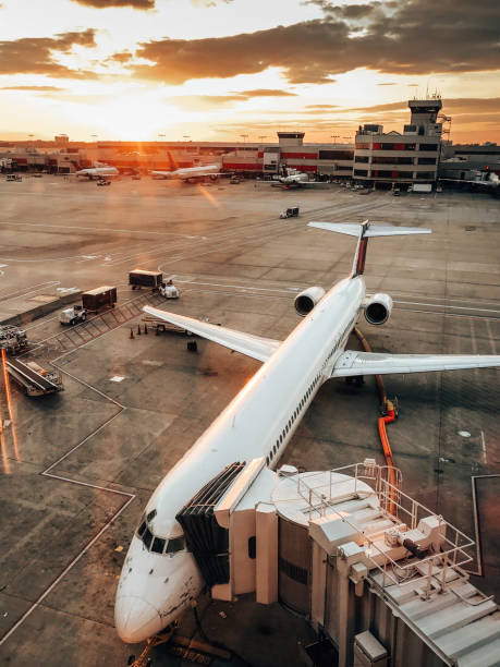 istock Airplane parked at the airport track 1345219519