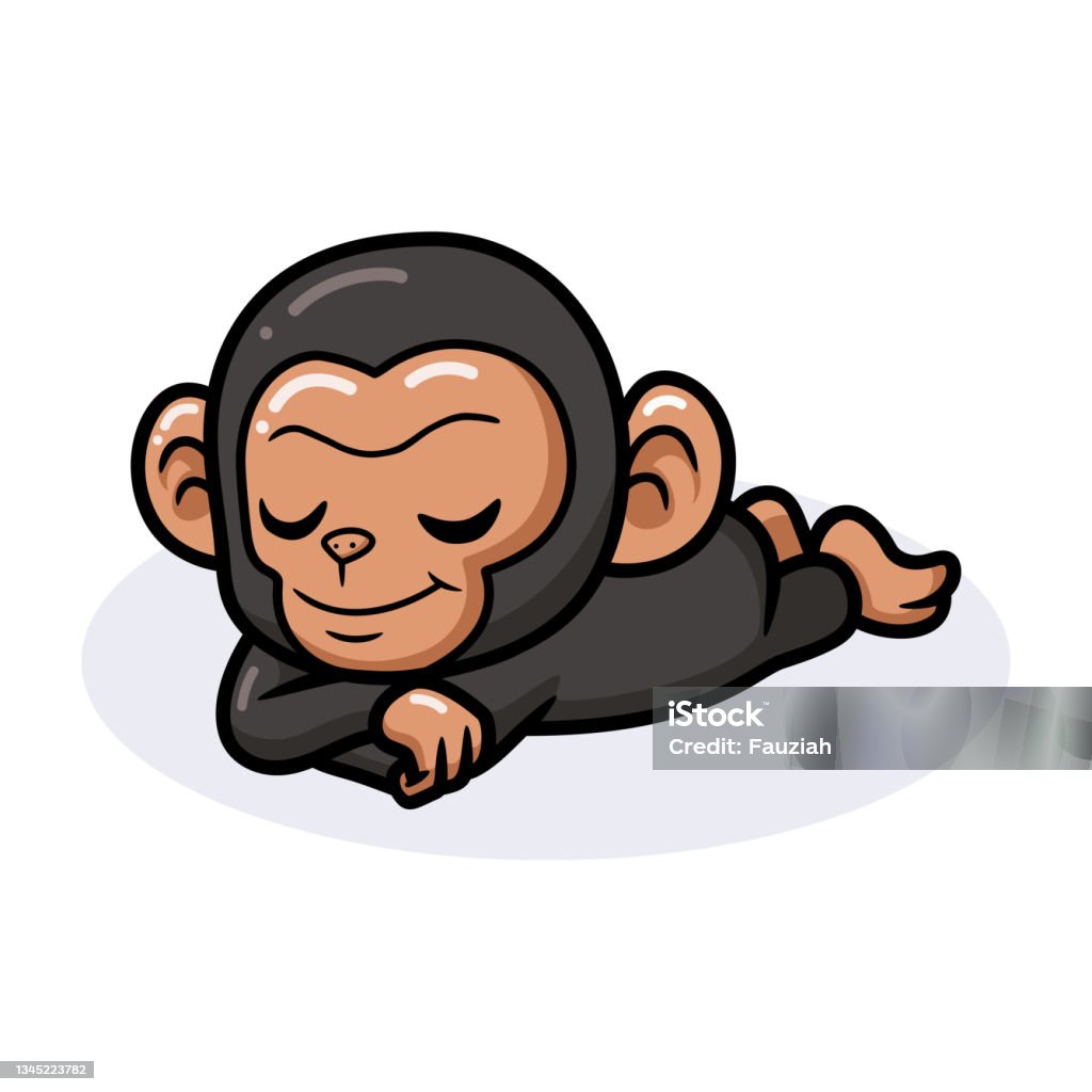 Cute Baby Chimpanzee Cartoon Sleeping Stock Illustration - Download Image  Now - Ape, Monkey, Sleeping - iStock