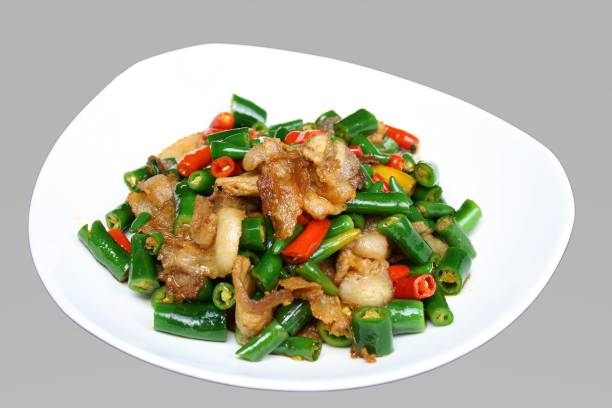 istock Stir-fried Pork Belly and Green Chili 1345225678