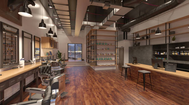 istock Barber shop interior 3d illustration 1345226344