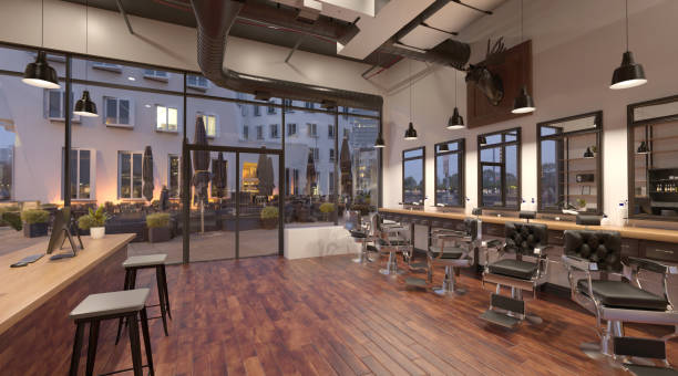 istock Barber shop interior 3d illustration 1345226416
