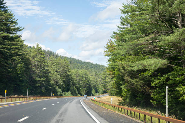 Curvy road in the country side  along lake George and north of Saratoga Springs.