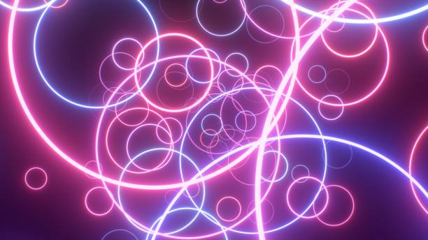 Fast Tunnel of Ultraviolet Fluorescent Glowing Neon Circle Rings Zoom - Abstract Background Texture This abstract texture background graphic is high definition and a great quality pattern that can be used for various purposes. vj loop stock pictures, royalty-free photos & images
