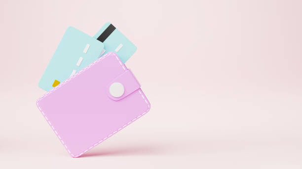 istock Leather wallet with credit cards inside icon 1345252304