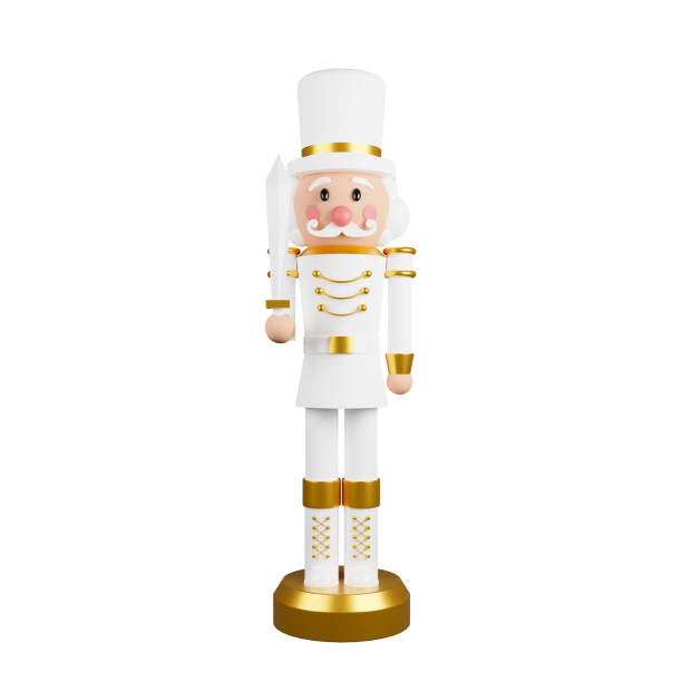 istock Christmas nutcracker toy soldier traditional figurine isolated on white background with clipping path included. 3d rendering 1345253114