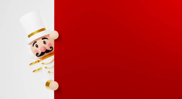 Christmas nutcracker toy soldier traditional figurine with copy space. 3d rendering illustration