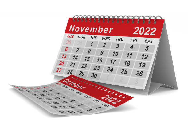 istock 2022 year. Calendar for November. Isolated 3D illustration 1345255141