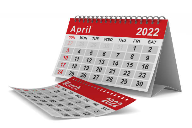 2022 jahr. kalender für april. isolierte 3d-illustration - today routine business no stock-fotos und bilder