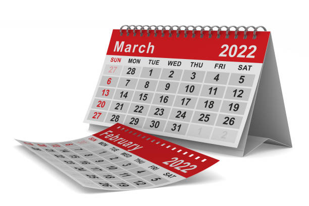 istock 2022 year. Calendar for March. Isolated 3D illustration 1345255149