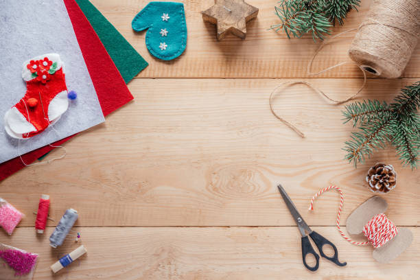 istock Christmas crafting of felt ornaments 1345255725