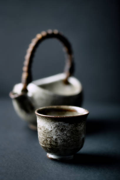 istock Traditional, handcrafted ceramic on dark background. Soft focus. Close up. Copy space. 1345256699