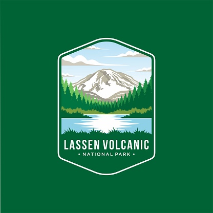 Lassen Volcanic National Park Lineart icon patch illustration