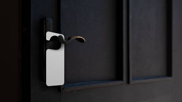 istock Door knob with blank door hanger 1345264085