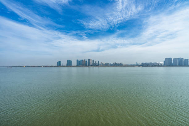 istock Hangzhou city waterfront downtown skyline ,China. 1345266349