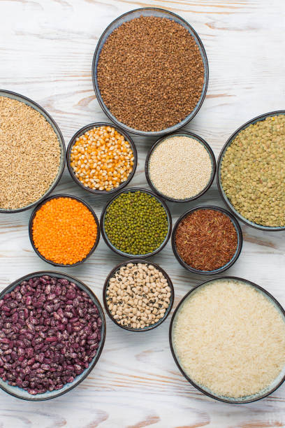 istock Various types of whole grains in studio 1345268027