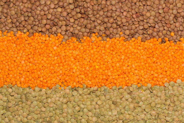 Lentil green, orange and brown color