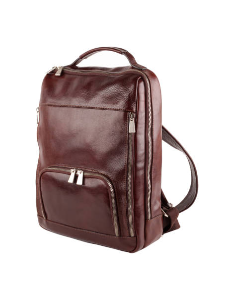 istock New fashion brown leather bag or backpack isolated on white 1345269524