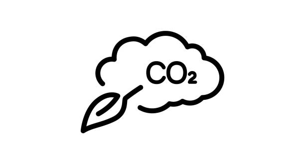ilustraciones, imágenes clip art, dibujos animados e iconos de stock de nube de co2 con ilustración de icono de hoja - carbon dioxide environment leaf climate