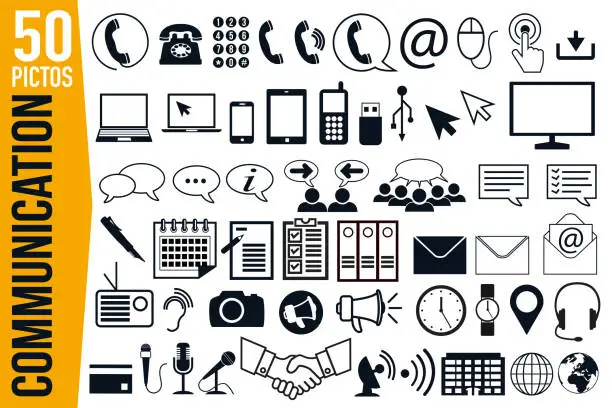 Vector illustration of Signage pictograms on the theme of communication